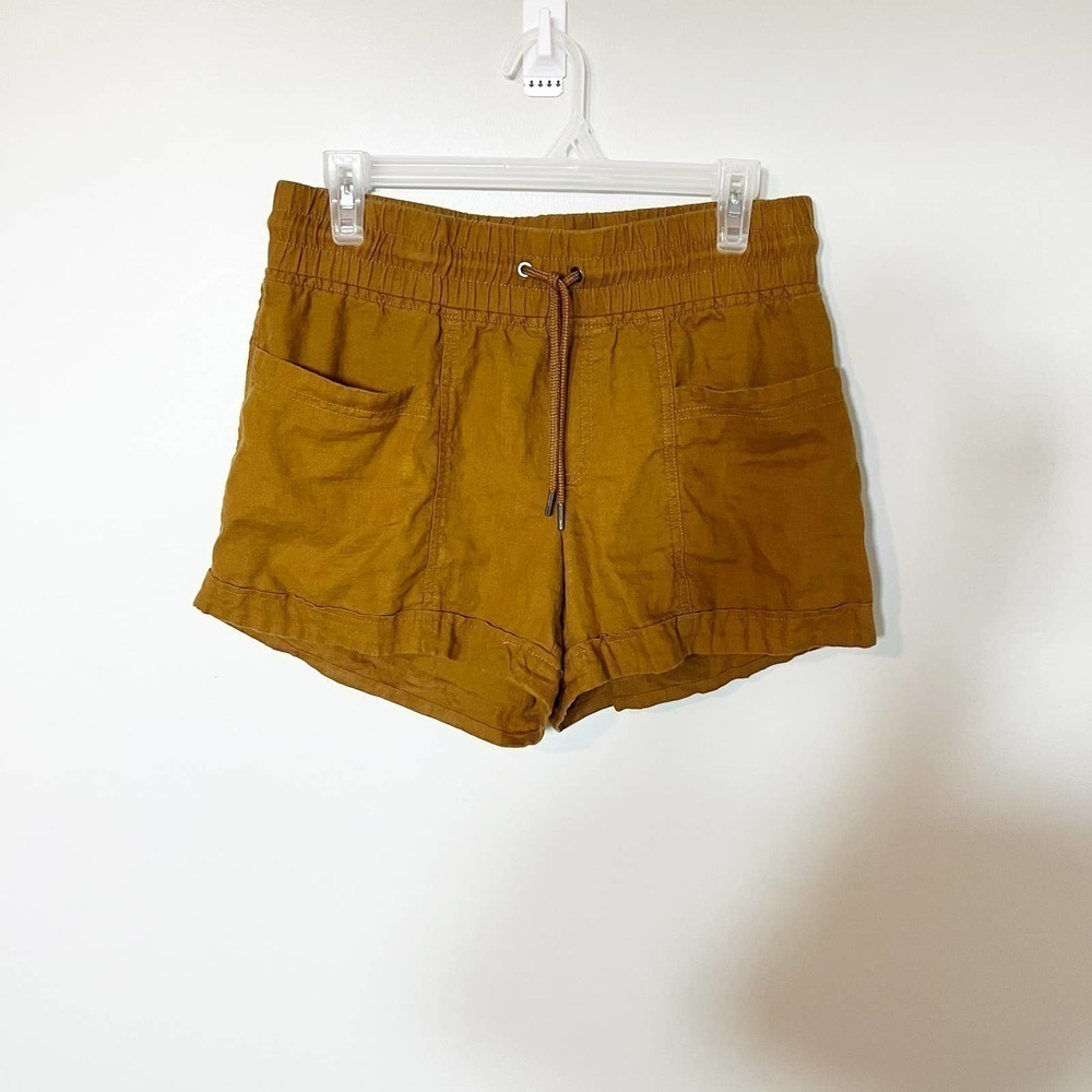 Athleta cabo linen‎ short mustard yellow women’s size 6